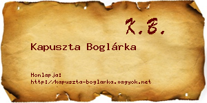 Kapuszta Boglárka névjegykártya