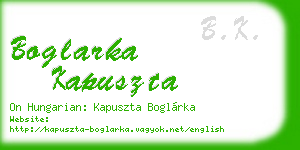 boglarka kapuszta business card