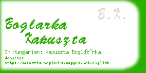 boglarka kapuszta business card